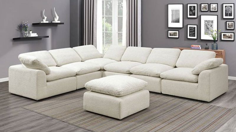 Furniture Of America | Cm6974bg 6seat Joel Cream 6 Seat Sectional Sofa Regarding 6 Seater Sectional Couches (View 5 of 20)