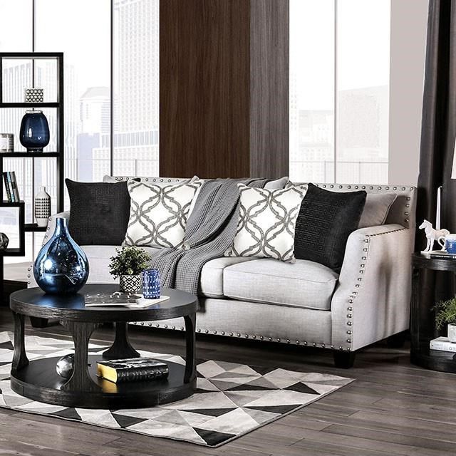 Furniture Of America Phoibe Sm3077 Sf Transitional Gray Nailhead Trim Sofa  | Dream Home Interiors | Sofas With Regard To Sofas With Nailhead Trim (View 4 of 20)