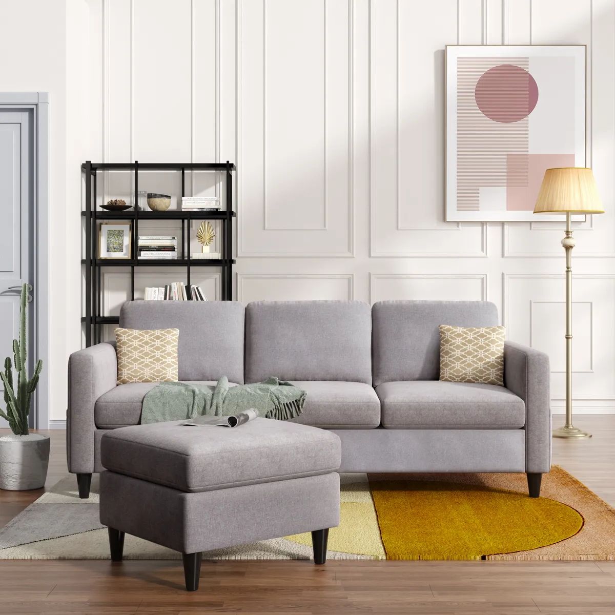 Habitrio Reversible Sectional Sofa L Shape 3 Seater Couch Sofa Movable  Ottoman 195358179284 | Ebay Regarding Sectional Sofas With Movable Ottoman (Gallery 13 of 20)