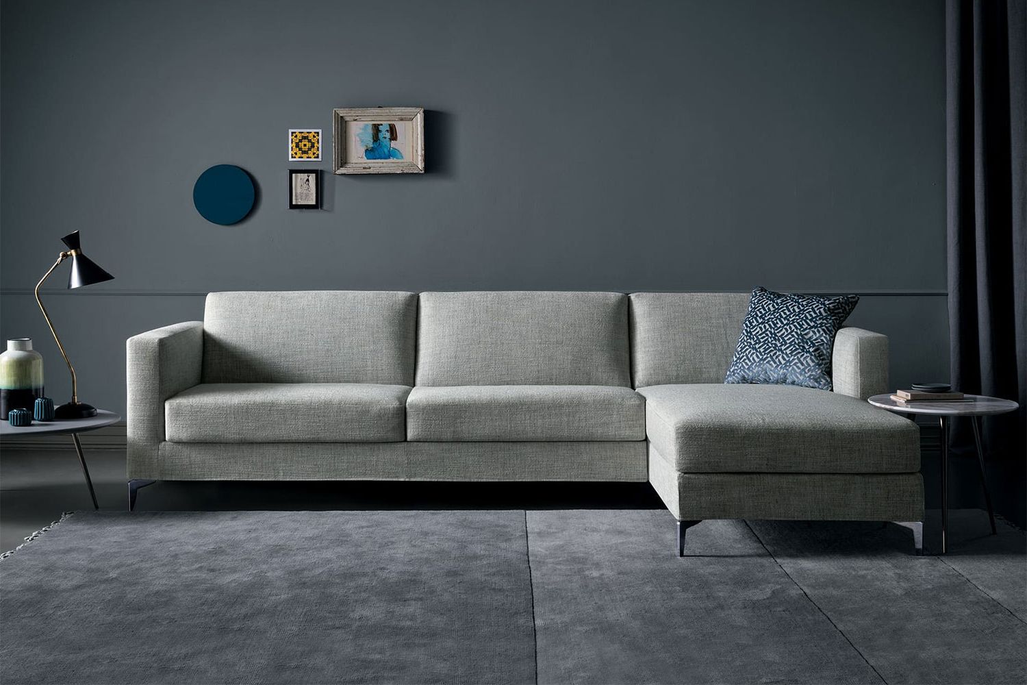High Sectional Sofa Bed With Tapered Metal Legs Richard | Bodema Pertaining To Oversized Sleeper Sofa Couch Beds (Gallery 12 of 20)