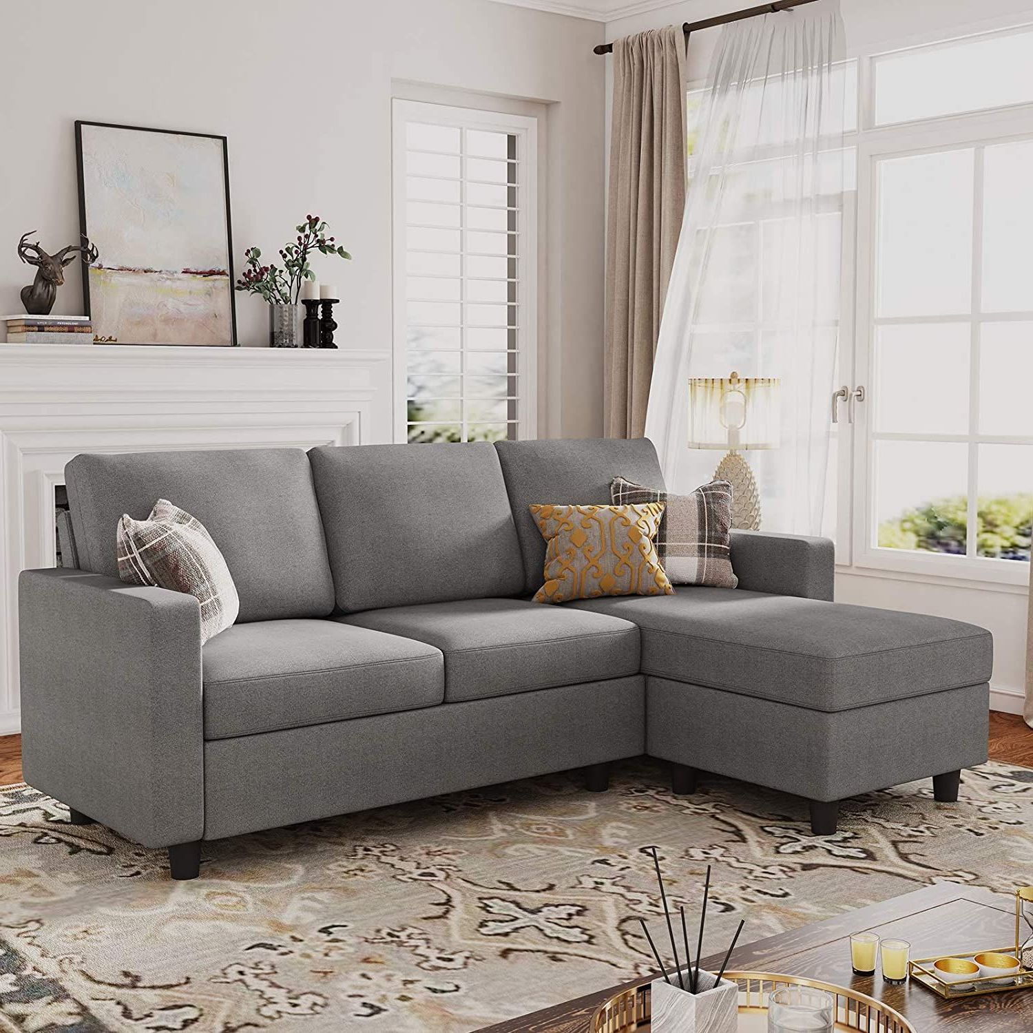 Honbay Dryades L Shaped Sectional Sofa, Gray Fabric – Walmart | Sofas  For Small Spaces, Couches For Small Spaces, Sectional Sofa Couch For L Shapped Apartment Sofas (Gallery 6 of 20)
