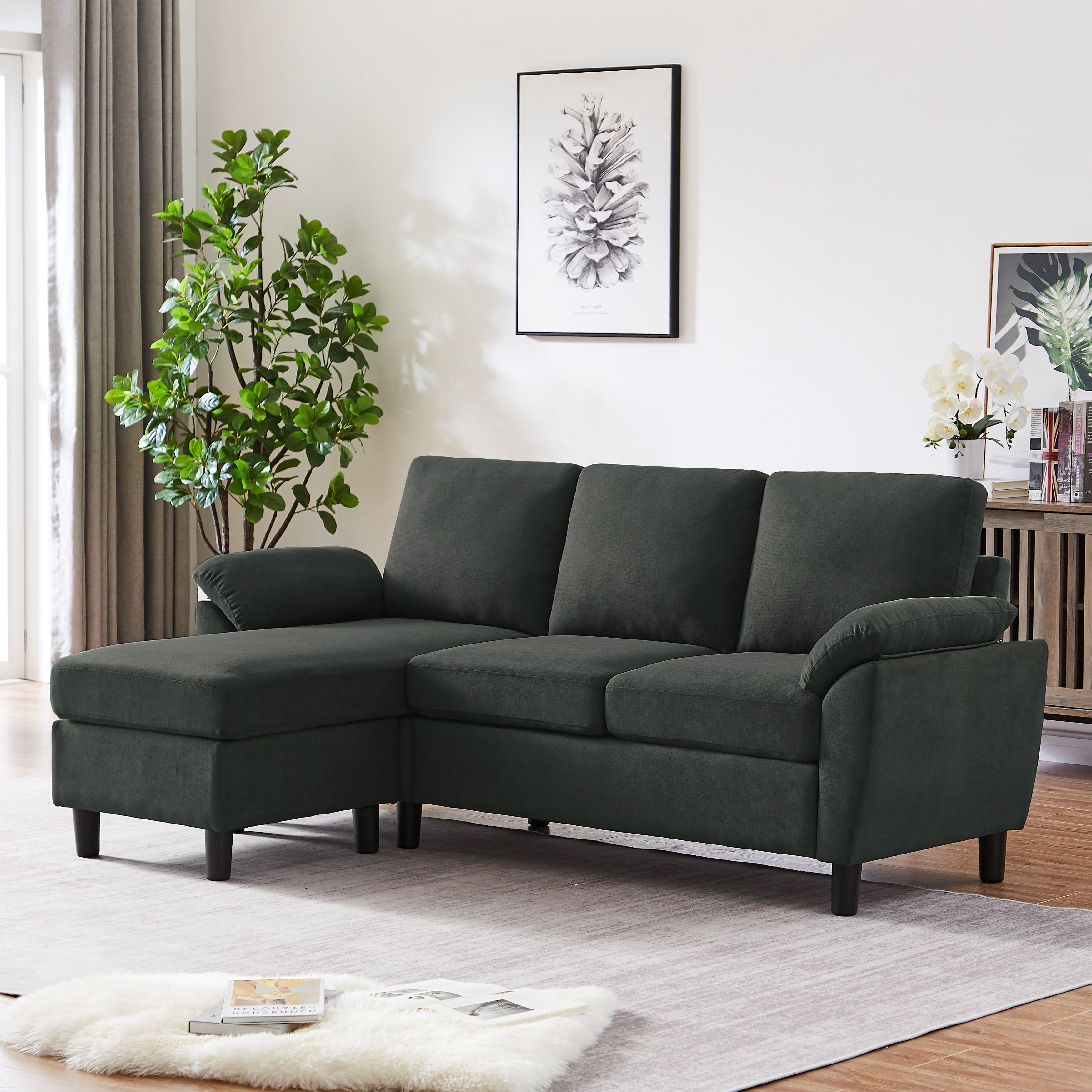 Jarenie Modern Fabric L Shapped Sofa Sectional Couches For Living Room Convertible  Sofa With Matching Chaise For Office, Apartment, Studio – Walmart Pertaining To Convertible Sofa With Matching Chaise (View 2 of 20)