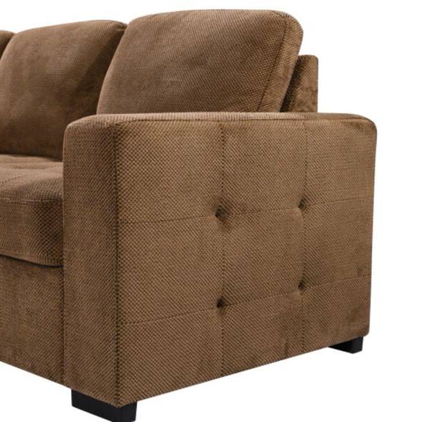 J&e Home 123.62 In. W 3 Piece Brown Linen L Shaped Sectional Sofa With Usb  Ports Gd Sg000227aaa – The Home Depot Regarding 3 Seat L Shape Sofa Couches With 2 Usb Ports (Gallery 20 of 20)