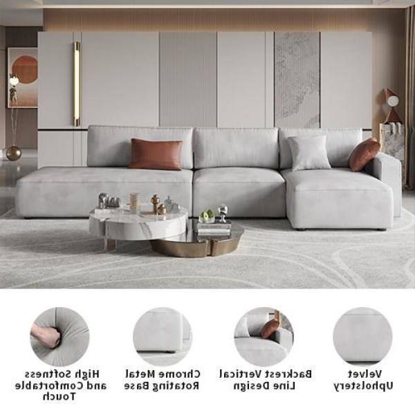 J&e Home 145.67 In. W Square Arm 3 Piece Technology Fabric L Shape Modern  Design Leather Corner Sectional Sofa In Beige Je Sfp80cngy – The Home Depot Pertaining To Modern L Shaped Fabric Upholstered Couches (Gallery 6 of 20)