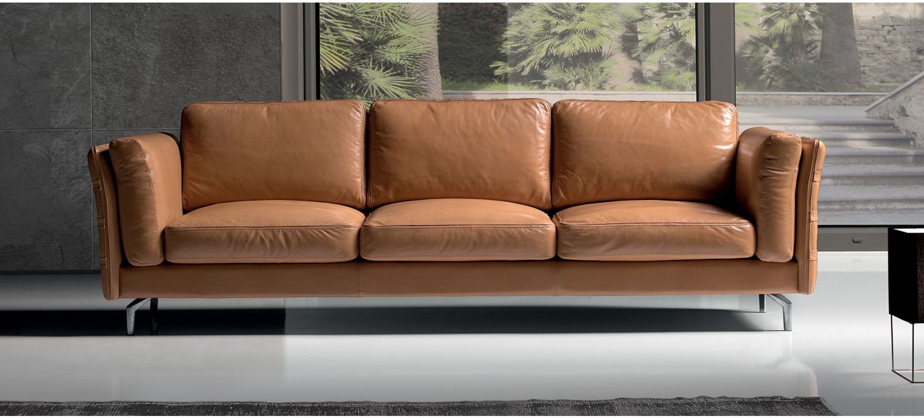 Jenny Leather Tan 3 + 2 Sofa Set With Chrome Legs Newtrend Available In A  Range Of Leathers And Colours 10 Yr Frame 10 Yr Pocket Sprung 5 Yr Foam  Warranty | Leather Sofa World Intended For Chrome Metal Legs Sofas (Gallery 13 of 20)