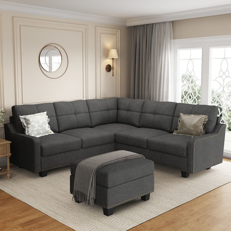 Lark Manor™ Tufted Corner Sectional Sofa With Storage Tray Ottoman &  Reviews | Wayfair In Sofa Set With Storage Tray Ottoman (Gallery 2 of 20)