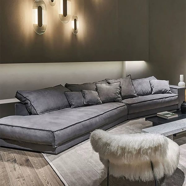 Modern Dark Gray 6 Seater Living Room Sectional Sofas Upholstered With  Pillows Homary Pertaining To 6 Seater Sectional Couches (Gallery 19 of 20)