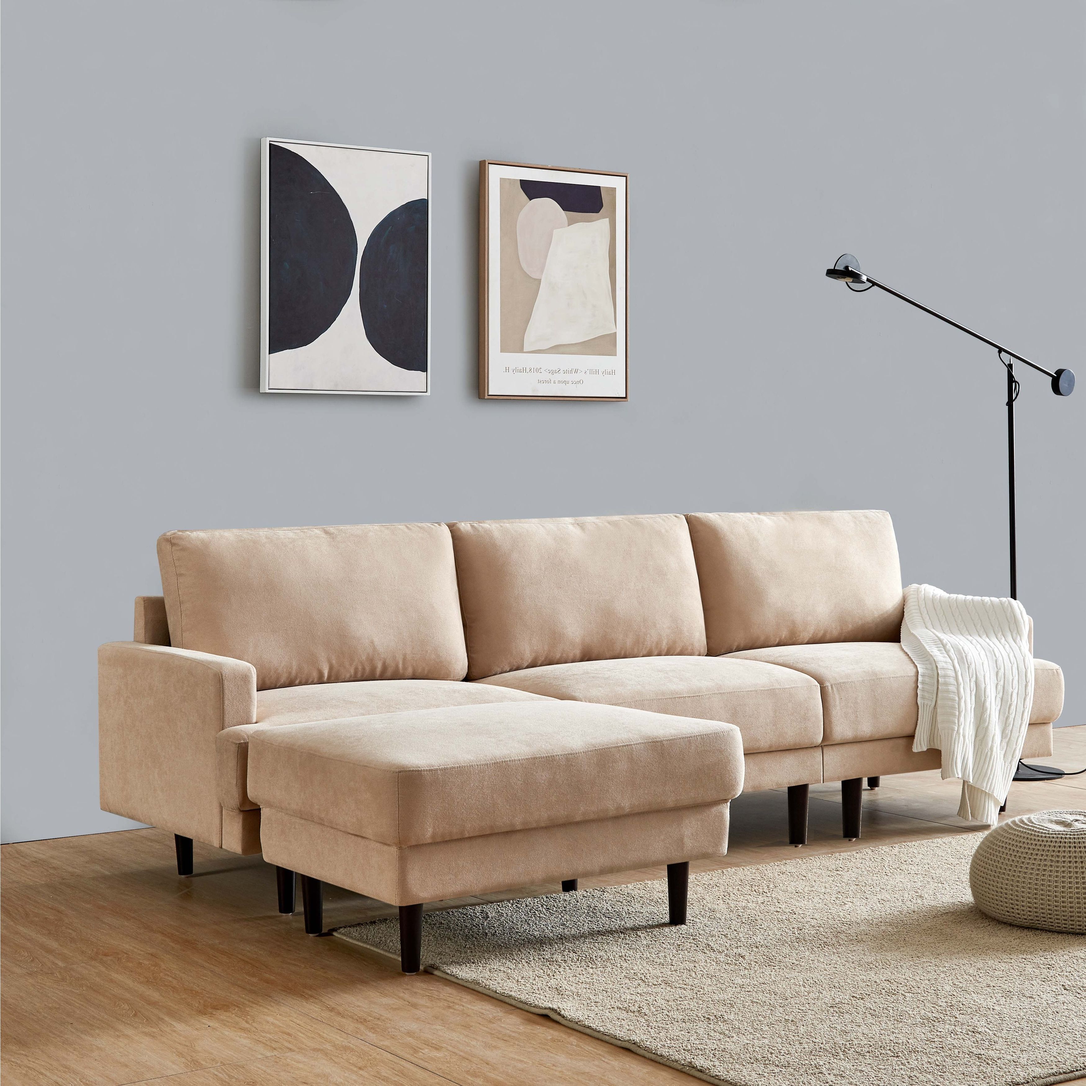 Modern Fabric Sofa L Shape, 3 Seater With Ottoman Material Polyester Fabric,solid  Wood Legs,high Density Foam – – 36692212 Inside Office Modern Fabric Sofas (View 18 of 20)