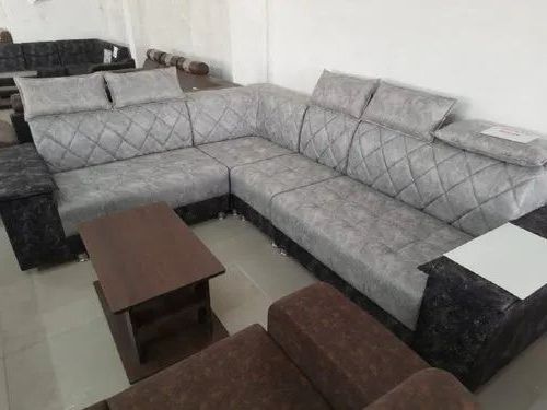 Modern Gray L Shape Pillow Back Sofa Set, Living Room For Pillowback Sofa Sectionals (Gallery 16 of 20)