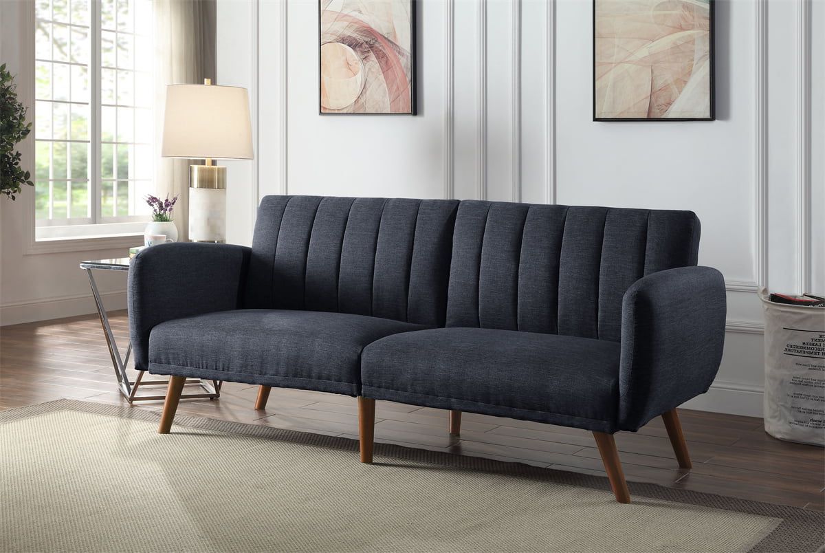 Modern Leisure Adjustable Loveseat Sofa, Wood Sofa Frame With Linen  Upholstery And Tapered Wood Legs, Convertible Sleeper Sofa Suitable For  Living Room, Office And Apartment, Gray – Walmart Regarding Couches Love Seats With Wood Frame (Gallery 5 of 20)
