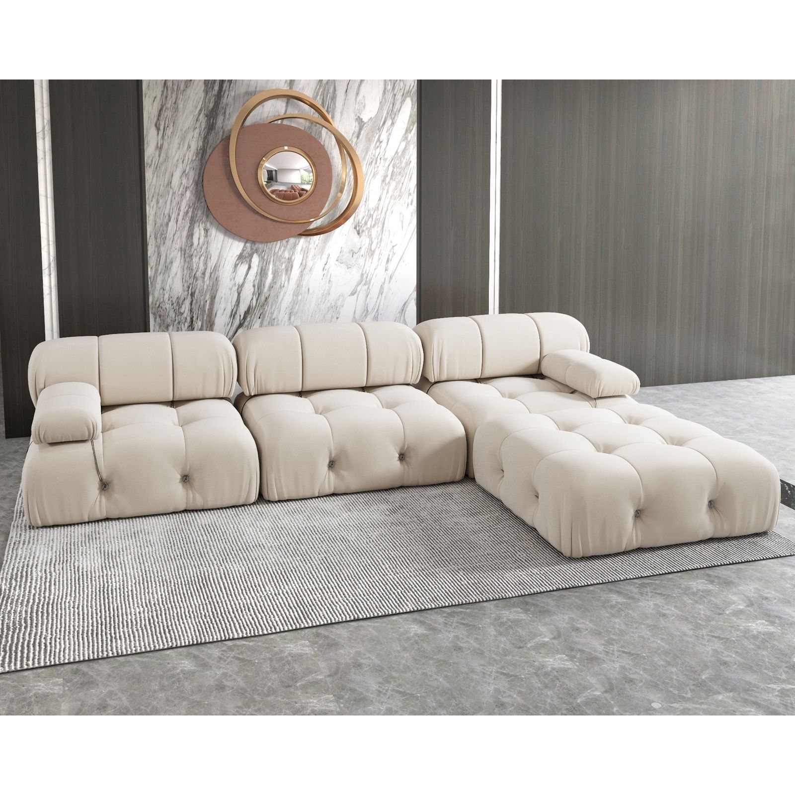 Modern Velvet Upholstered Large Modular Sectional Sofa – On Sale – –  35271394 With Regard To Upholstered Modular Couches With Storage (View 6 of 20)
