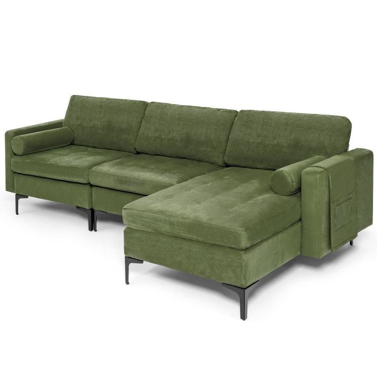 Modular L Shaped 3 Seat Sectional Sofa With Reversible Chaise And 2 Usb  Ports Regarding 3 Seat L Shape Sofa Couches With 2 Usb Ports (View 18 of 20)