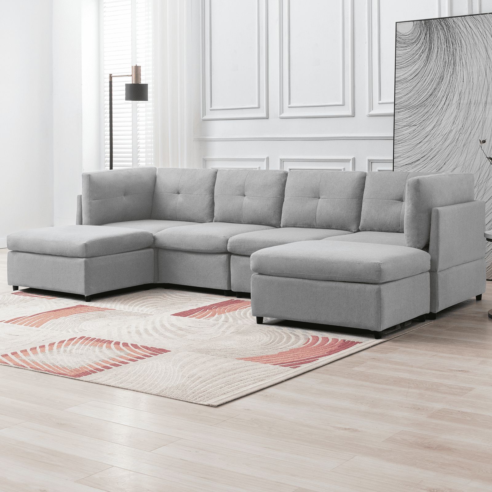 Featured Photo of 2024 Latest Sectional Sofas with Ottomans and Tufted Back Cushion