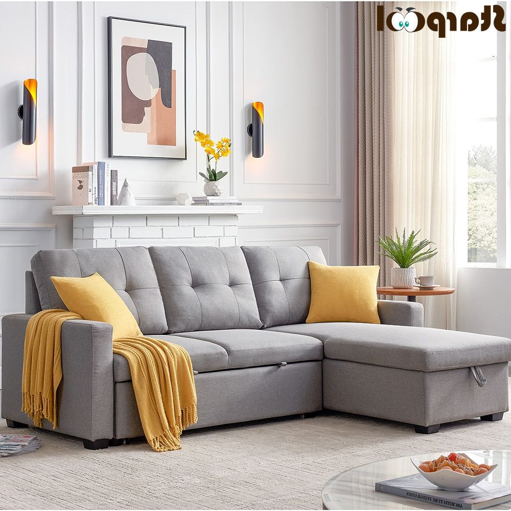 New Convertible Sectional Sofa Couch Fabric L Shaped Couch W/reversible  Chaise 3 Seat 82" Sofa Bed – Living Room Sofas – Aliexpress Throughout 3 Seat Sofa Sectionals With Reversible Chaise (View 10 of 20)