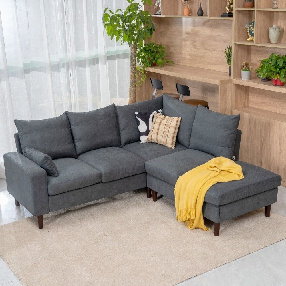 New Sectional Sofa Set Modern Linen Fabric With Usb Port Chaise L Shaped  Couch | Ebay With Modern Linen Fabric L Shaped Couches (View 15 of 20)