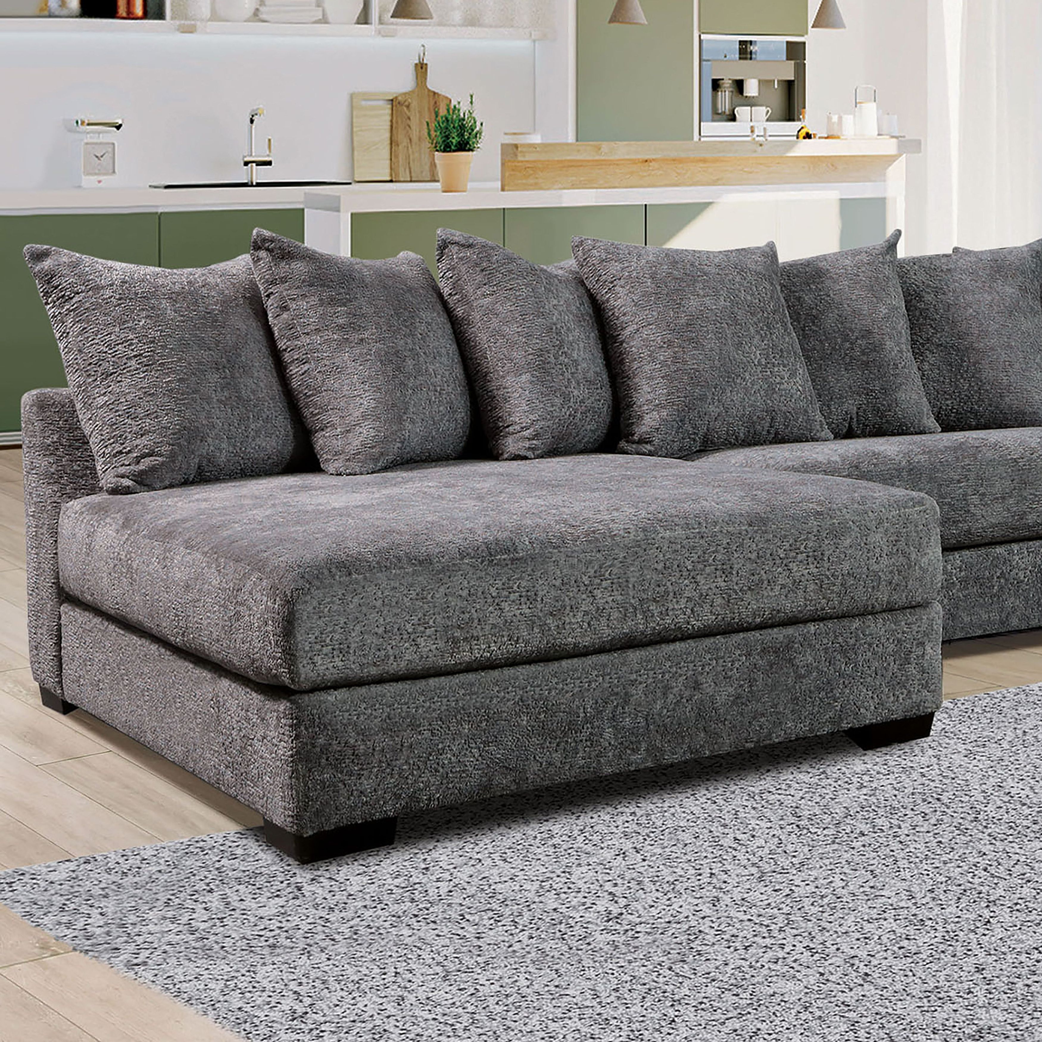 Nize Contemporary Grey Pillowback Sectionalfurniture Of America – –  36679208 In Pillowback Sofa Sectionals (Gallery 5 of 20)