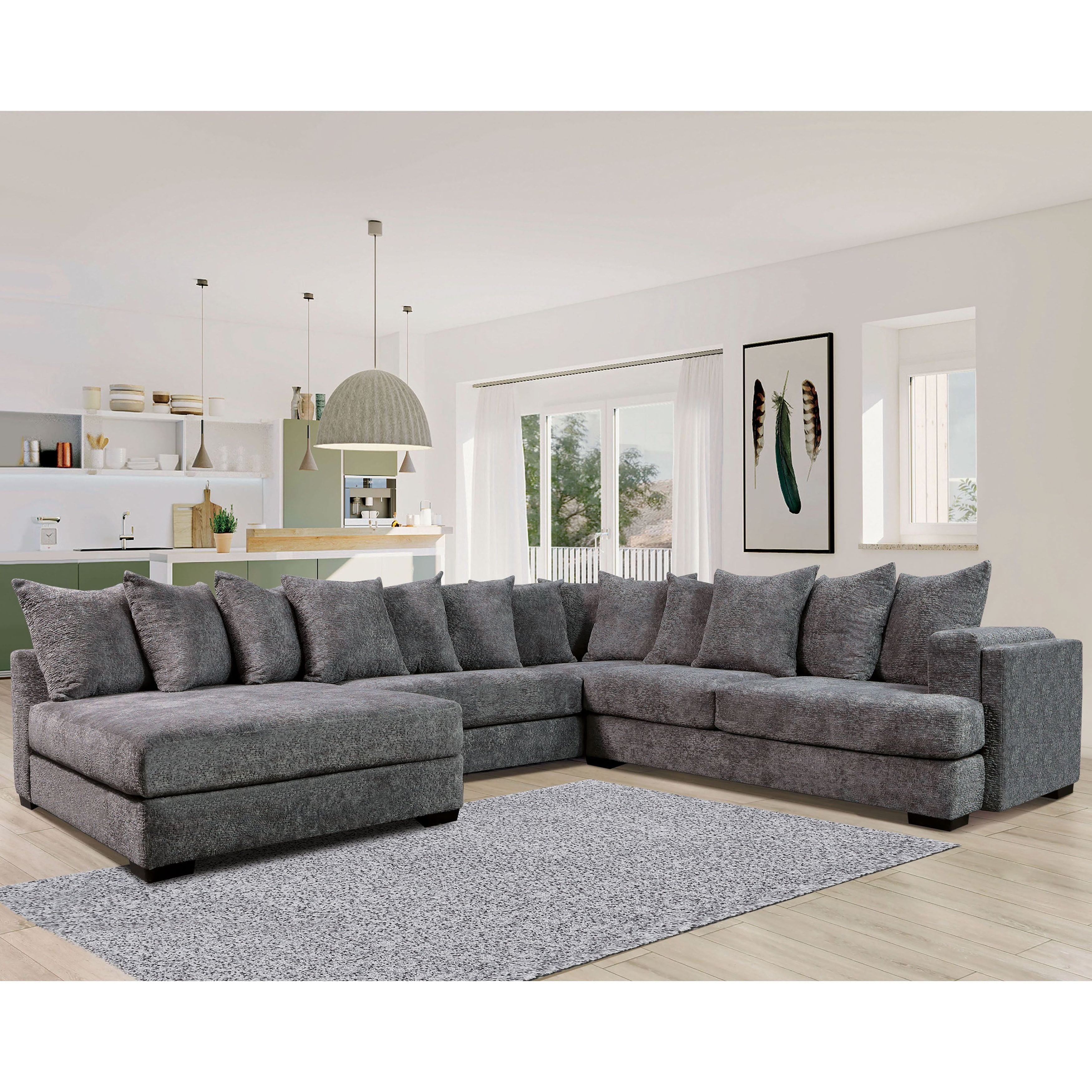 Nize Contemporary Grey Pillowback Sectionalfurniture Of America – –  36679208 Pertaining To Pillowback Sofa Sectionals (Gallery 2 of 20)