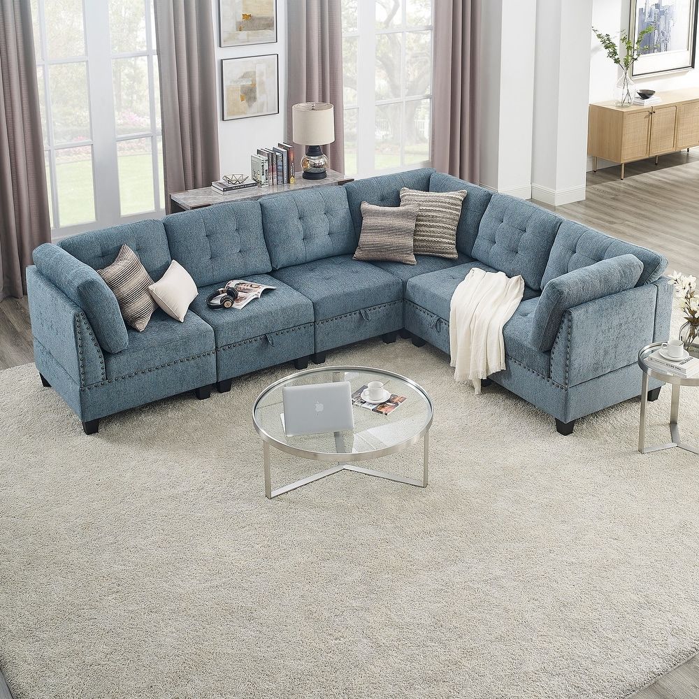 Reversible Sectional Sofas – Overstock Throughout Upholstered Modular Couches With Storage (Gallery 14 of 20)