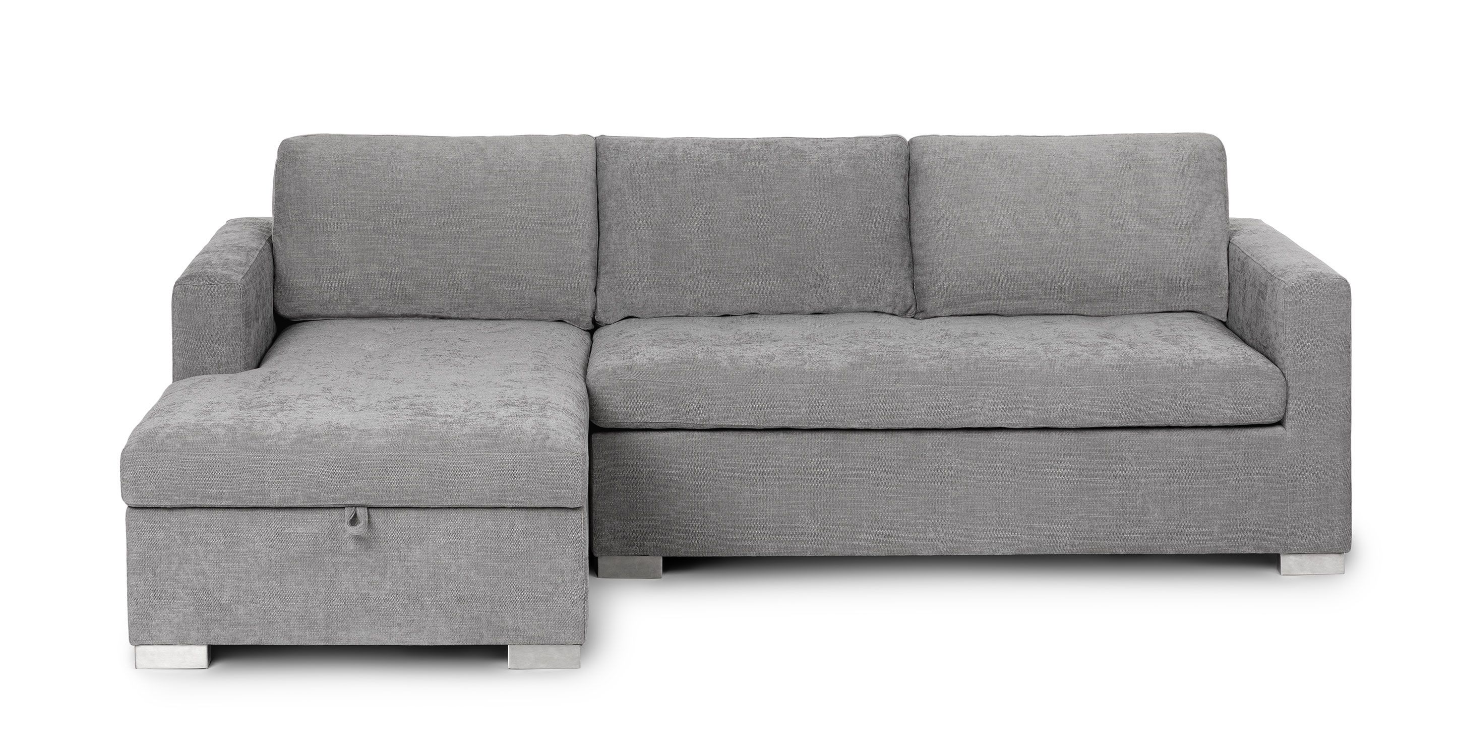Right Facing Dawn Gray Fabric Sectional Sofa Bed | Soma | Article Regarding Sofa Beds With Right Chaise And Pillows (Gallery 6 of 20)