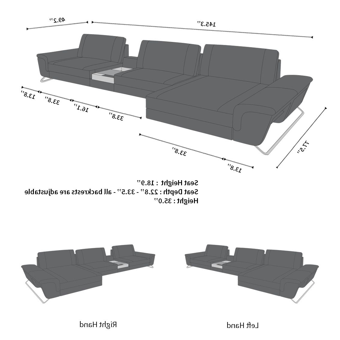 Sectional Fabric Sofa Las Vegas L Shape Regarding L Shaped Couches With Adjustable Backrest (View 14 of 20)