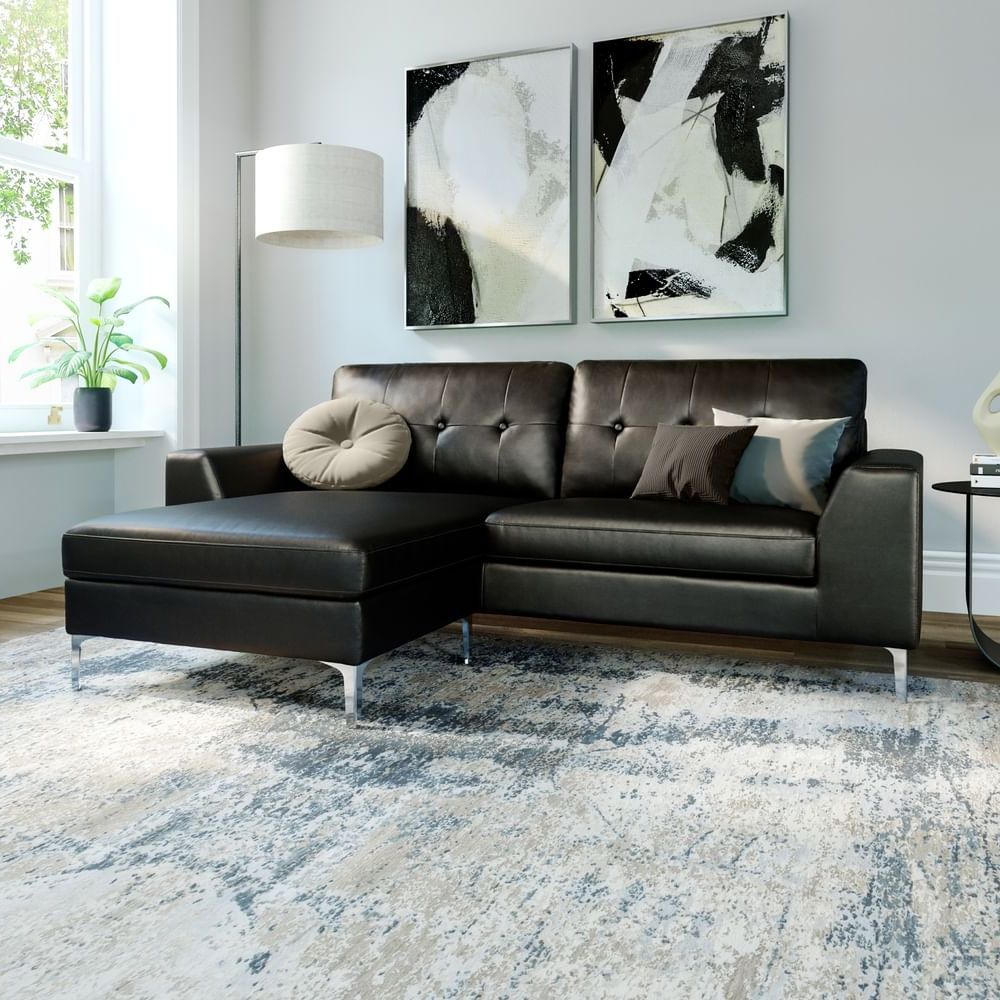 Senza Black L Shape Corner Sofa | Furniture And Choice Throughout L Shaped Corner Sofa Couches (View 13 of 20)