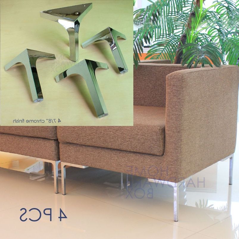 Sofa Legs Metal Feet Chrome Finish Pack Of 4 Corner Leg Stand 12cm Height    – Aliexpress Mobile In Chrome Metal Legs Sofas (View 12 of 20)