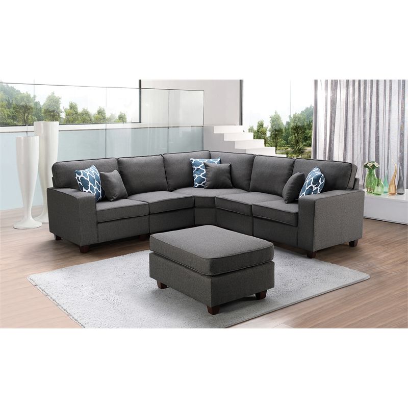 Sonoma Dark Gray Fabric 6pc Modular Sectional Sofa And Ottoman |  Bushfurniturecollection Throughout Sectional Sofas With Movable Ottoman (View 18 of 20)