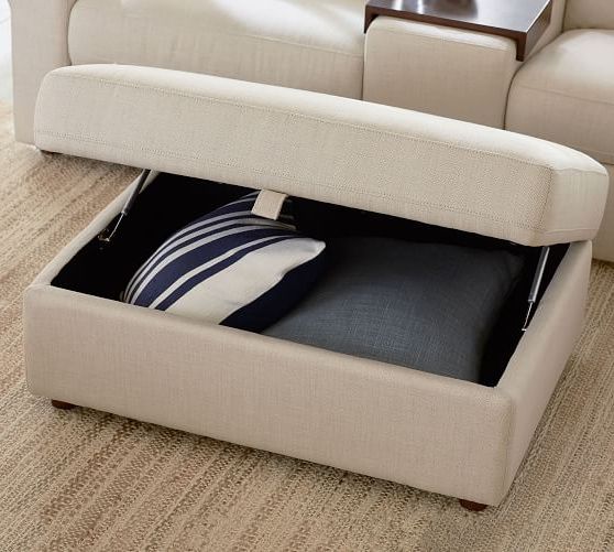 Ultra Lounge Upholstered Sectional Storage Ottoman | Pottery Barn For Sofa Set With Storage Tray Ottoman (View 4 of 20)