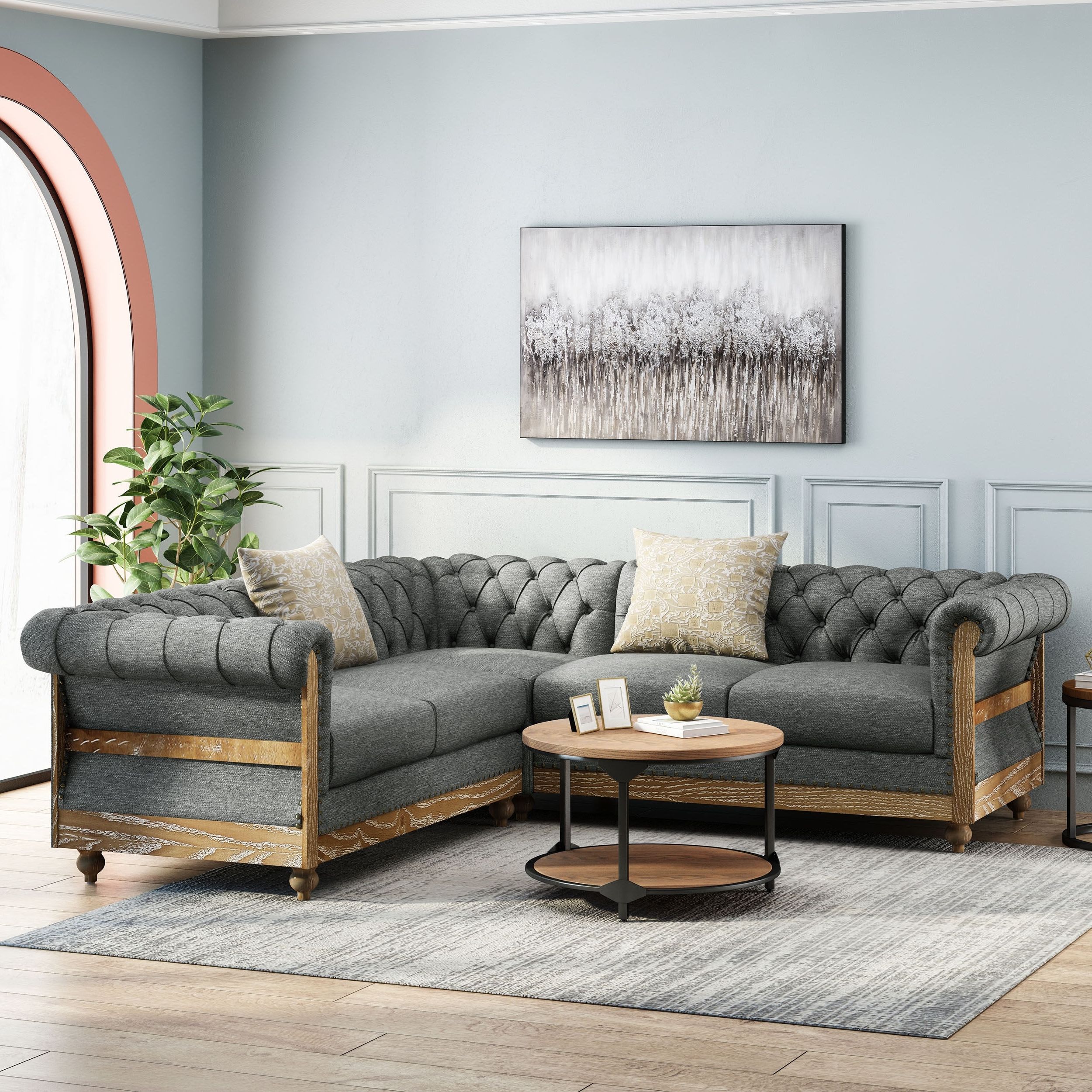 Voll Tufted Sectional Sofa With Nailhead Trimchristopher Knight Home –  On Sale – – 34155767 With Sofas With Nailhead Trim (Gallery 11 of 20)