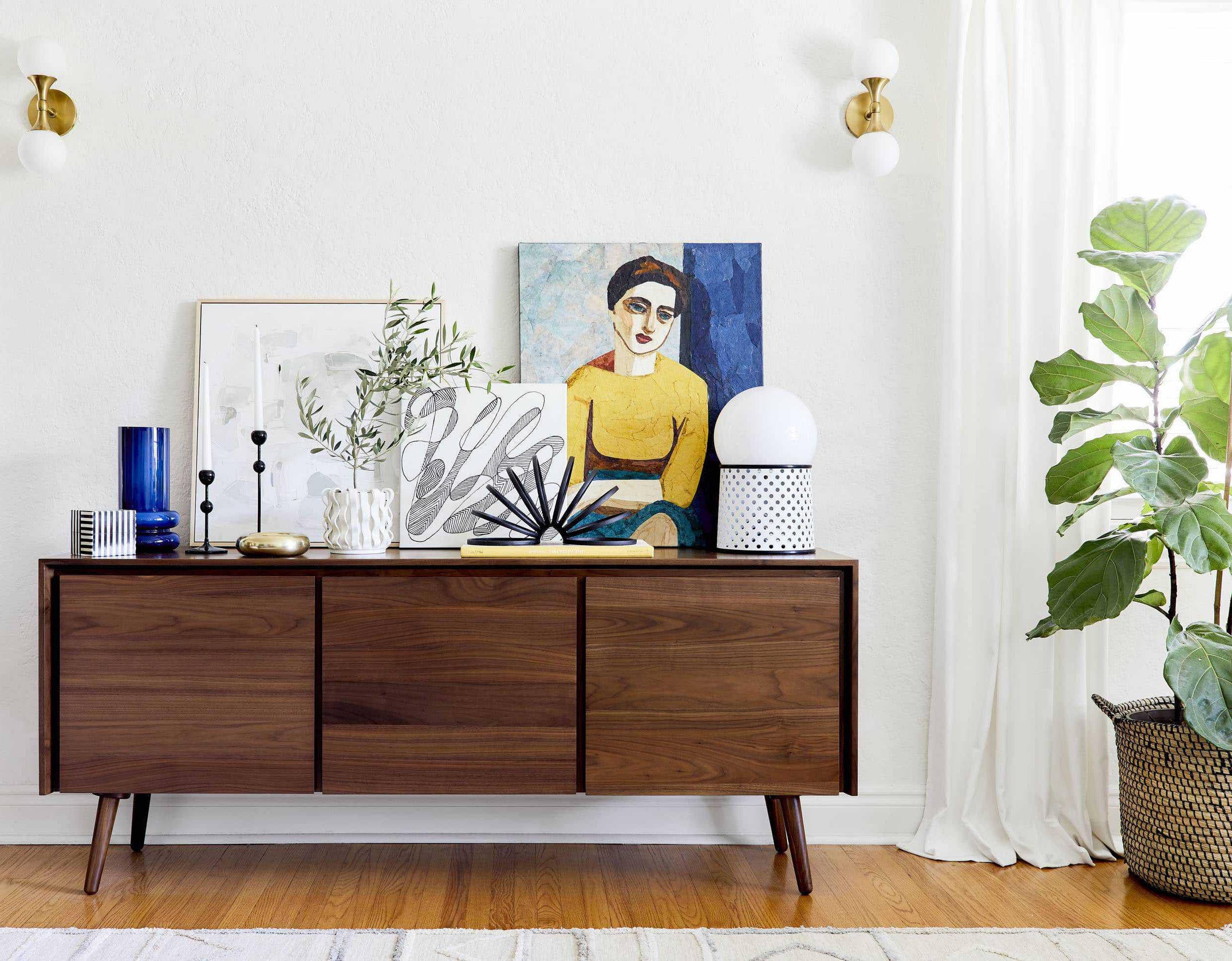 4 Ways To Style That Credenza For "real Life" + Shop Our Favorite Credenzas  – Emily Henderson For Credenzas For Living Room (Gallery 2 of 20)
