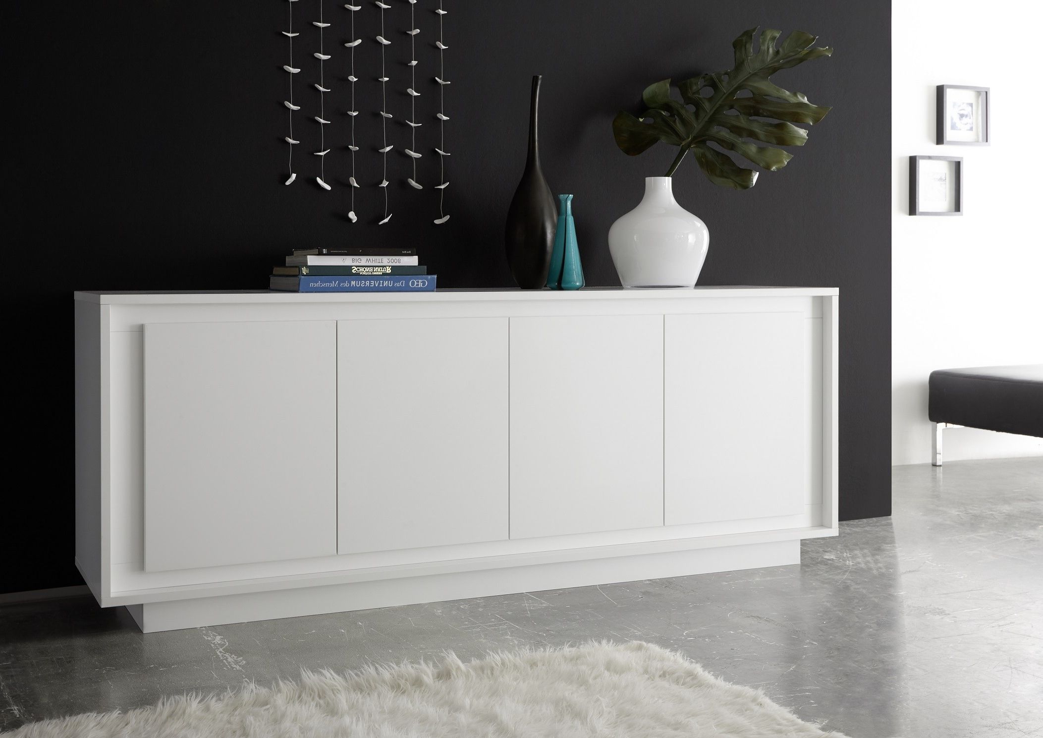 Amber Vi White Lacquer Modern Sideboard – Sideboards (2696) – Sena Home  Furniture Intended For White Sideboards For Living Room (Gallery 20 of 20)