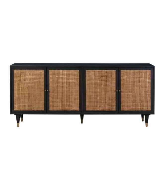 Black Wood Rattan Cane Buffet Sideboard With Rattan Buffet Tables (Gallery 15 of 20)