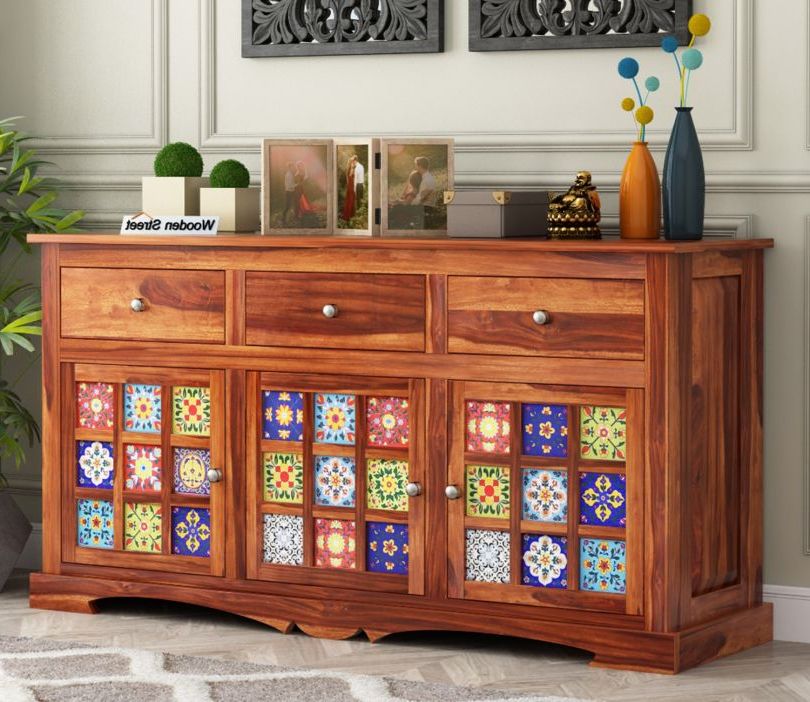 Buy Boho Sheesham Wood Storage Cabinet Sideboard With Three Drawers (honey  Finish) Online In India At Best Price – Modern Cabinets & Sideboards – Storage  Furniture – – Furniture – Wooden Street Product With Storage Cabinet Sideboards (View 4 of 20)
