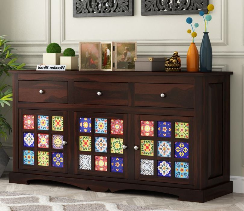 Buy Boho Sheesham Wood Storage Cabinet Sideboard With Three Drawers (walnut  Finish) Online In India At Best Price – Modern Cabinets & Sideboards – Storage  Furniture – – Furniture – Wooden Street Product Within Storage Cabinet Sideboards (Gallery 7 of 20)
