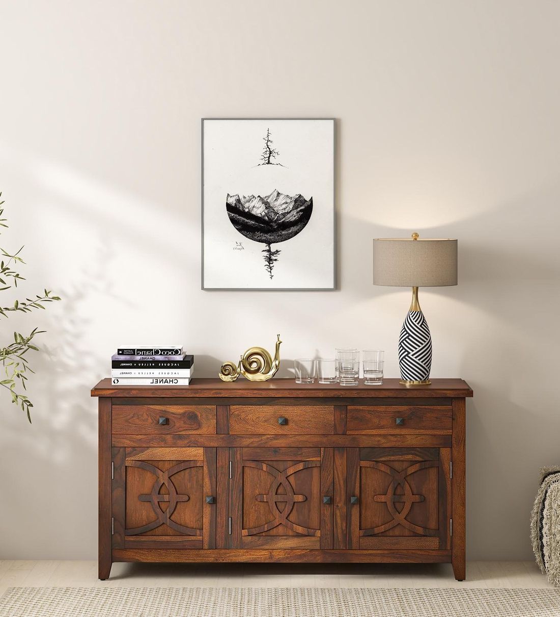 Buy Karl Sheesham Wood Sideboard In Scratch Resistant Honey Oak Finish At  4% Offwoodsworth From Pepperfry | Pepperfry In Solid Wood Buffet Sideboards (Gallery 14 of 20)