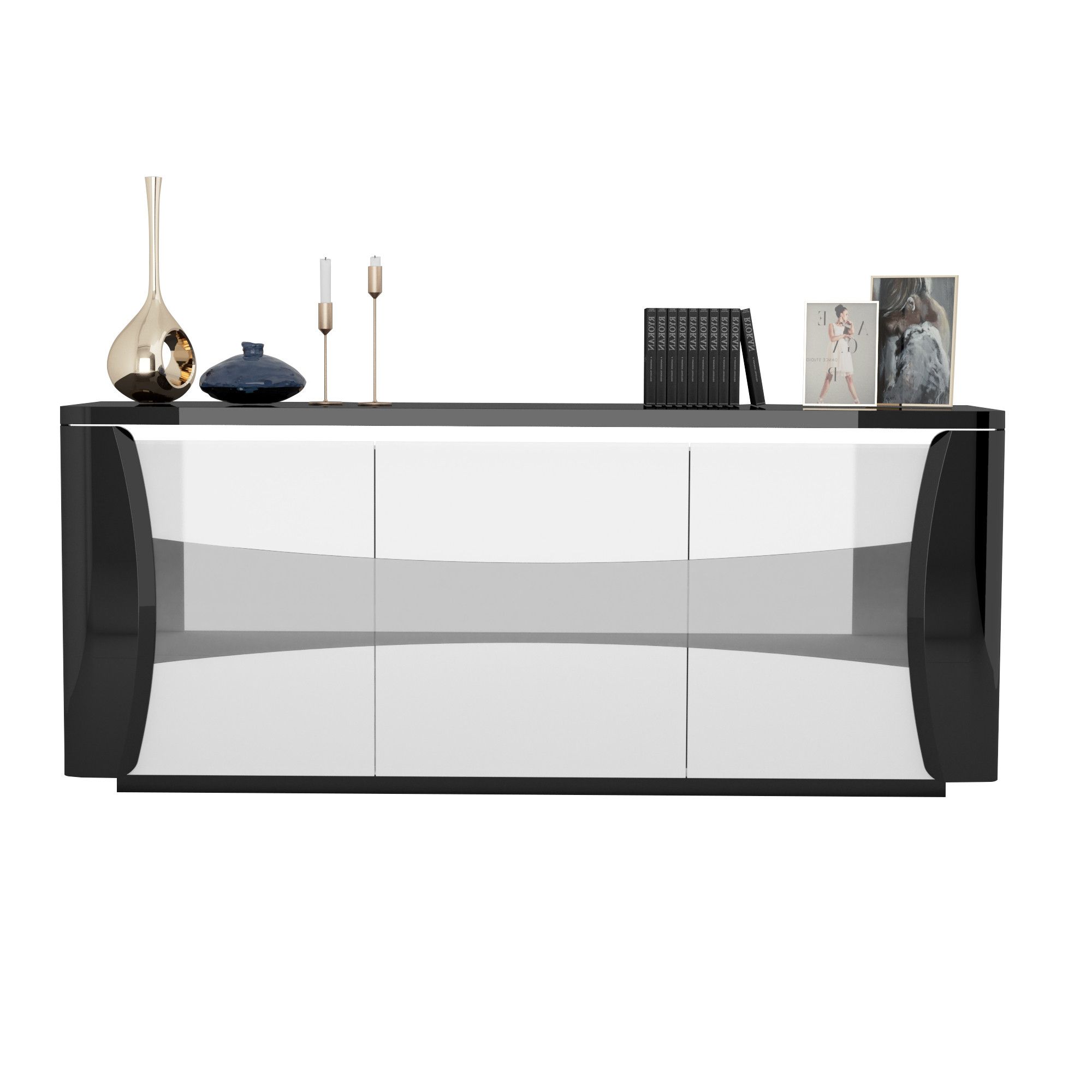 Capella 180cm Grey And White Gloss Sideboard With Led Lights – Sideboards  (4119) – Sena Home Furniture For Sideboards With Led Light (Gallery 11 of 20)