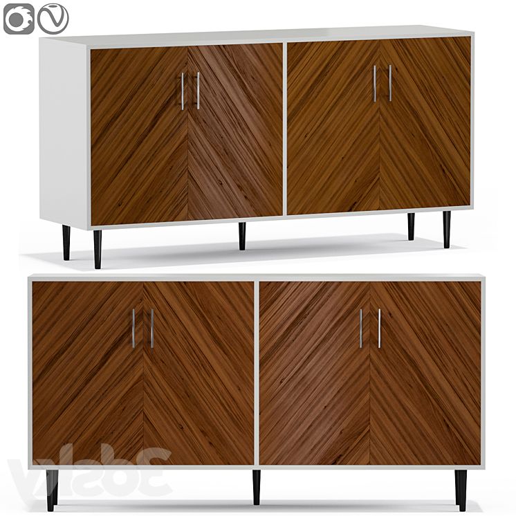 Caye Modern 4 Door Bookmatch Buffet – Sideboard & Chest Of Drawer – 3d Model Regarding Sideboards Bookmatch Buffet (Gallery 16 of 20)