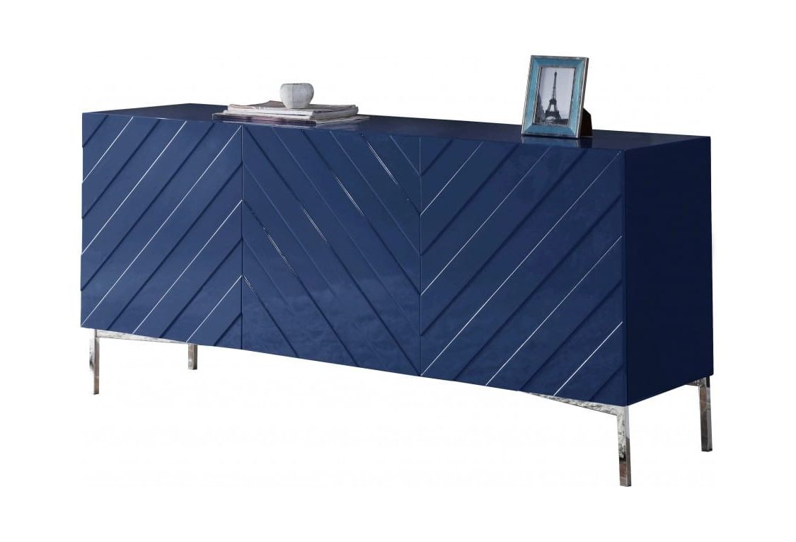 Collette Navy Blue Wood Sideboard Buffetmeridian Furniture In Navy Blue Sideboards (Gallery 15 of 20)