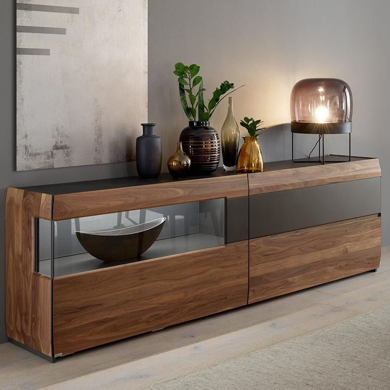 Contemporary Sideboard – Aunis – Hülsta – Walnut / Solid Wood / Glass Intended For Modern And Contemporary Sideboards (Gallery 13 of 20)