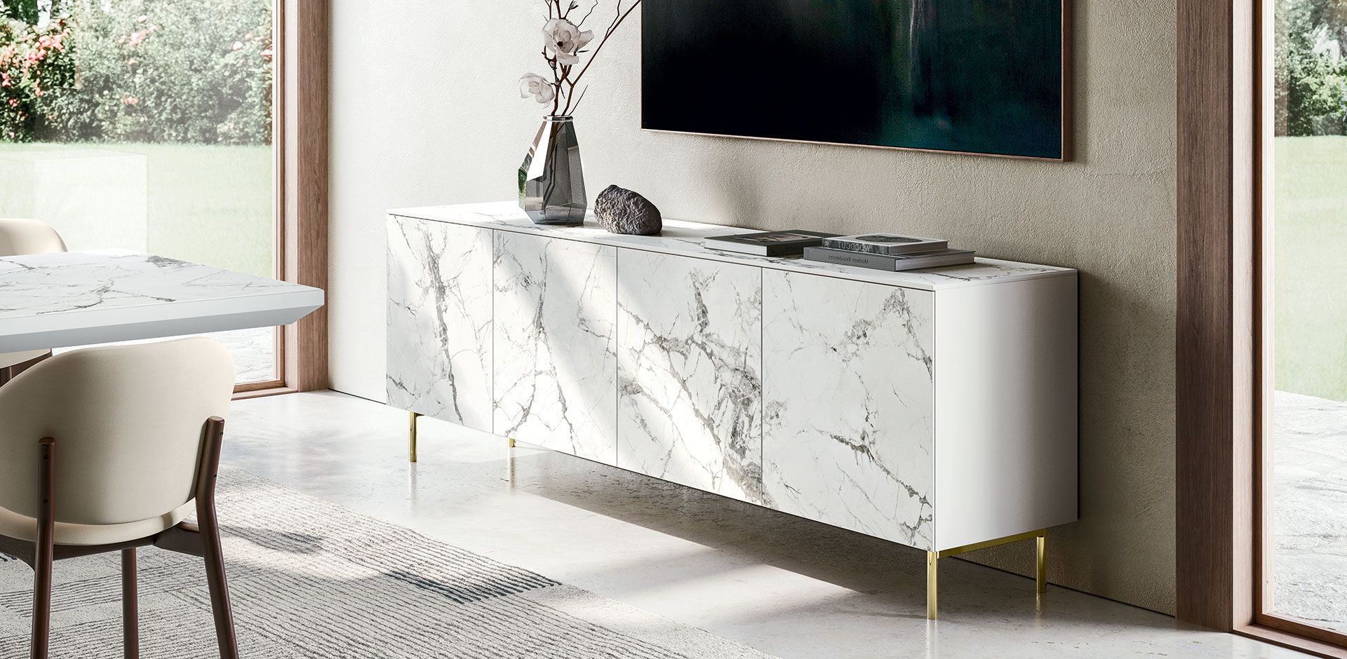 Contemporary Sideboard – Universal – Calligaris – Wooden / Metal / Marble Within Modern And Contemporary Sideboards (View 15 of 20)