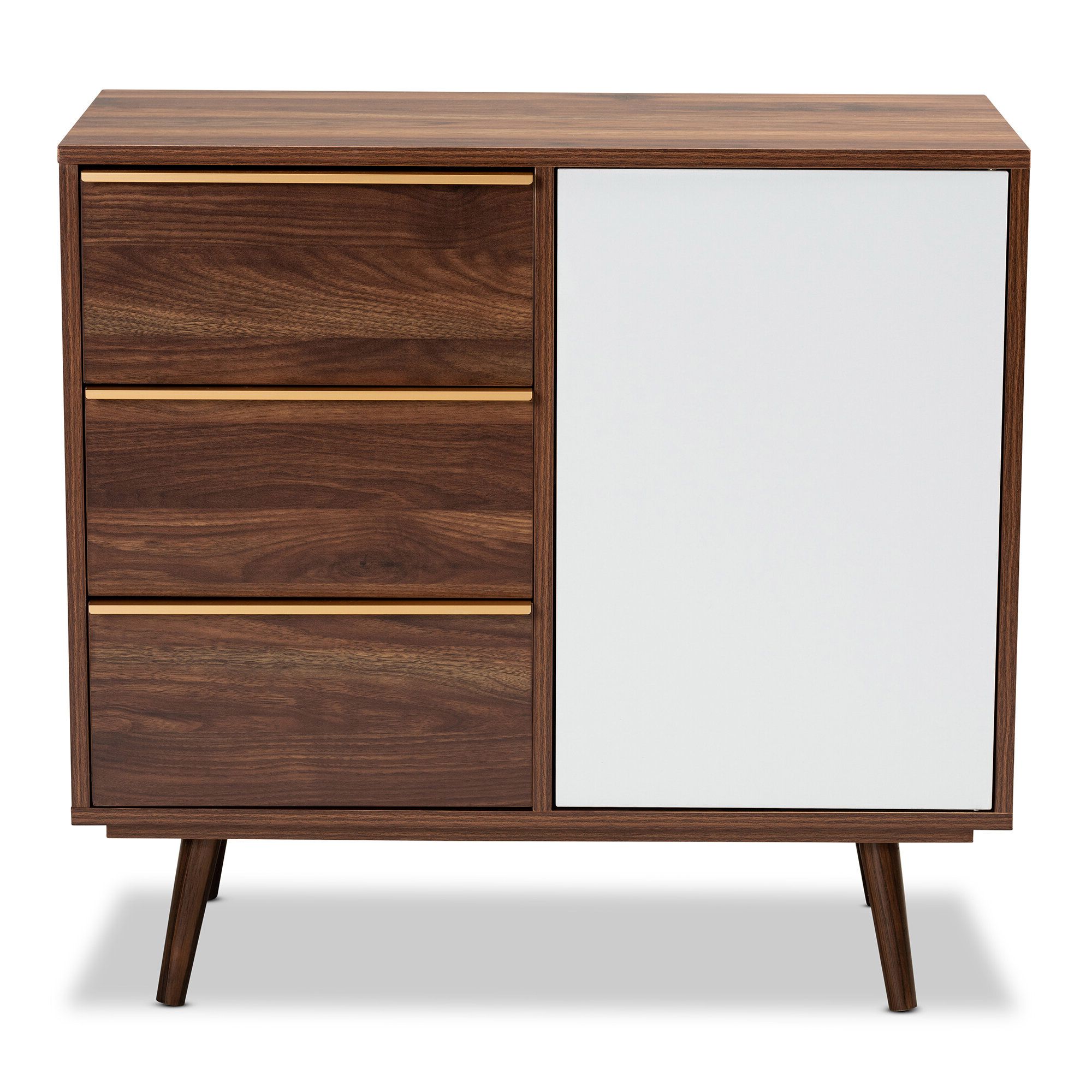 Corrigan Studio® Analisia Mid Century Modern Two Tone Cherry Brown And  White Finished Wood 2 Door Sideboard Buffet | Wayfair With Brown Finished Wood Sideboards (Gallery 20 of 20)