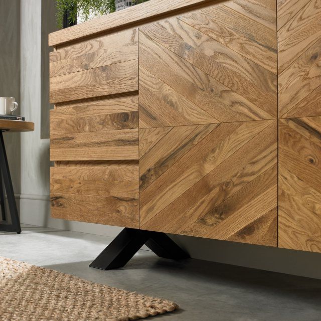 Ellipse Rustic Oak Wide Sideboard – Belgica Furniture Within Rustic Oak Sideboards (View 11 of 20)