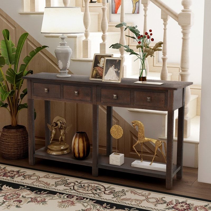 Entryway Sideboard Console Table With Drawers And Bottom Shelf – On Sale –  Bed Bath & Beyond – 35205915 With Entry Console Sideboards (View 8 of 20)