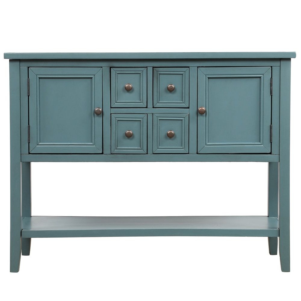 Envelor Farmhouse Console Table With Storage Contemporary/modern Steel Blue  Wood Acacia Sideboard In The Dining & Kitchen Storage Department At  Lowes Throughout Sideboards Cupboard Console Table (Gallery 20 of 20)