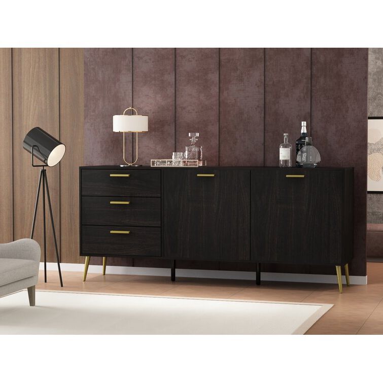 Everly Quinn Omaris 69" Sideboard Cabinet, Mid Century Modern Console  Storage Buffet Credenza Cabinet With 3 Drawers And 2 Cabinets For Living  Room, Kitchen, Ding Room Or Entryway & Reviews | Wayfair Intended For Sideboards For Entryway (Gallery 12 of 20)