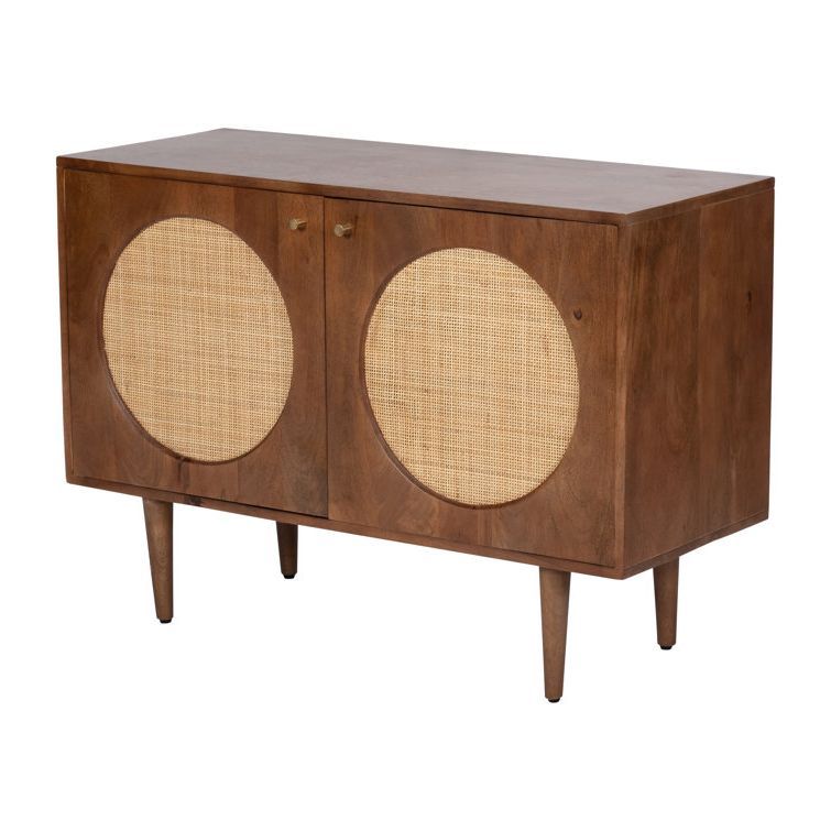 Farber 28"h Wood 2 Door Sideboard In Brown Finish With Mango Wood, Mdf And  Cane Construction As A Rustic And Stylish Console Cabinet | Allmodern Pertaining To Brown Finished Wood Sideboards (Gallery 3 of 20)