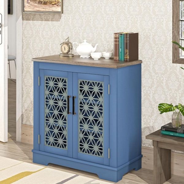 Festivo 30 In. Rustic Navy Storage Sideboard Accent Cabinet Fcb22131 – The  Home Depot Pertaining To Sideboards Accent Cabinet (Gallery 11 of 20)
