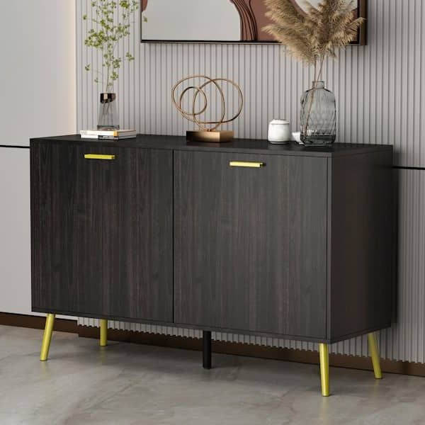 Fufu&gaga Brown Wood Paint Finish 2 Doors Buffets And Sideboards Cupboard  Kf200107 01 C – The Home Depot Within Brown Finished Wood Sideboards (View 9 of 20)