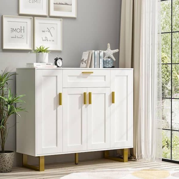 Fufu&gaga White Sideboard With 1 Drawer And 11 Adjustable Shelves, 39.4 In  H X  (View 6 of 20)