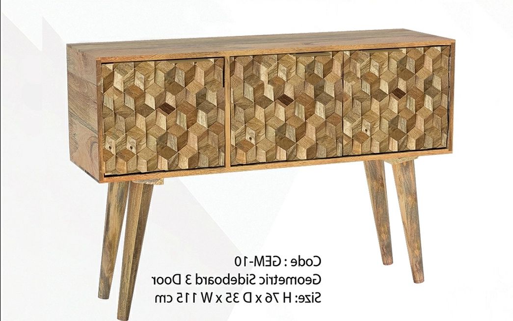 Geometric – Mango Wood – Sideboard 3 Door Throughout Geometric Sideboards (View 6 of 20)